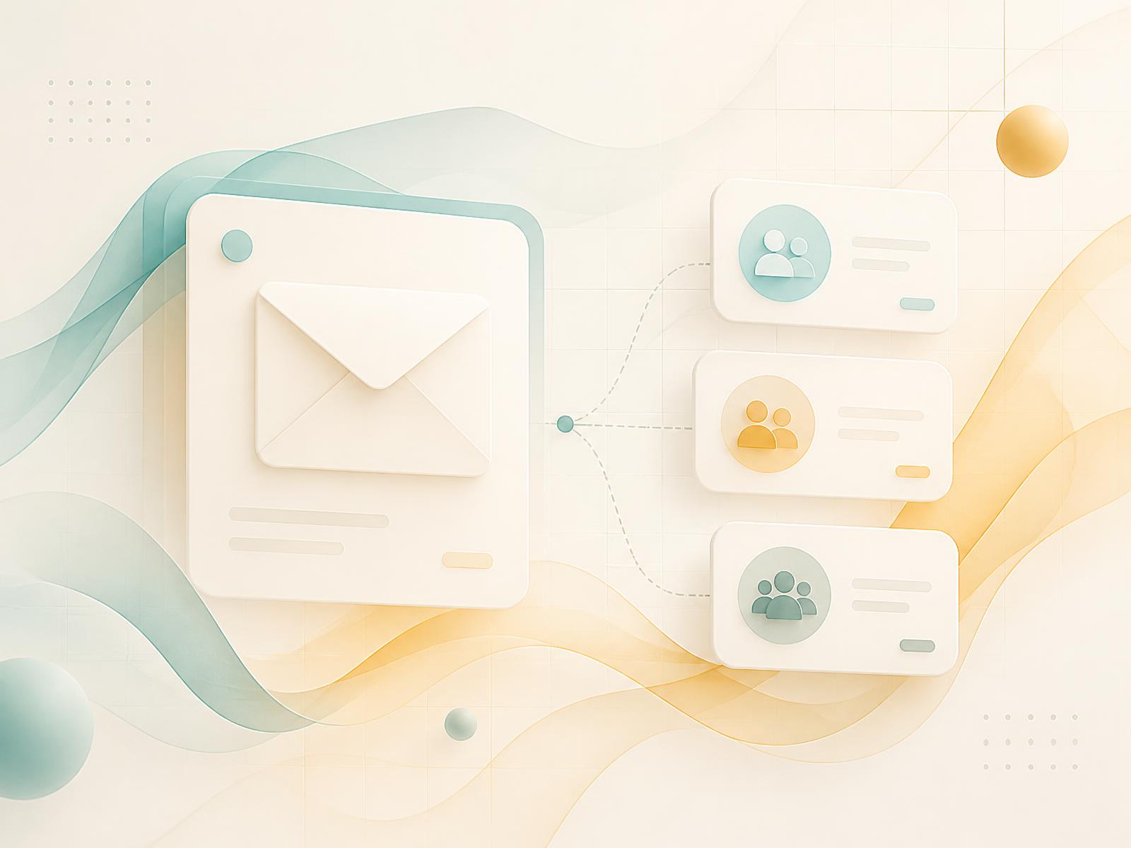 Illustration of an email being personalised for different audience groups